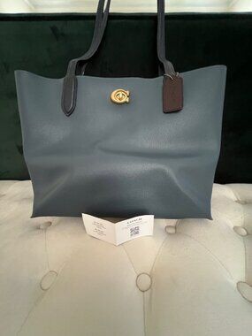 Authentic Coach Willow Tote Bag, Blue, Medium